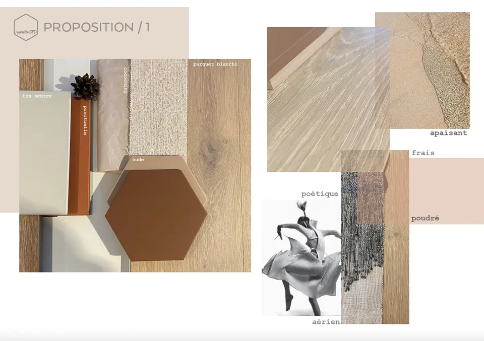 Salon moderne avec canapé gris, coussins colorés jaune et rose, mur gris ardoise orné de cadres multicolores vides